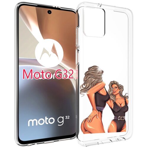 Чехол MyPads девушка-в-купальнике-черном женский для Motorola Moto G32 задняя-панель-накладка-бампер