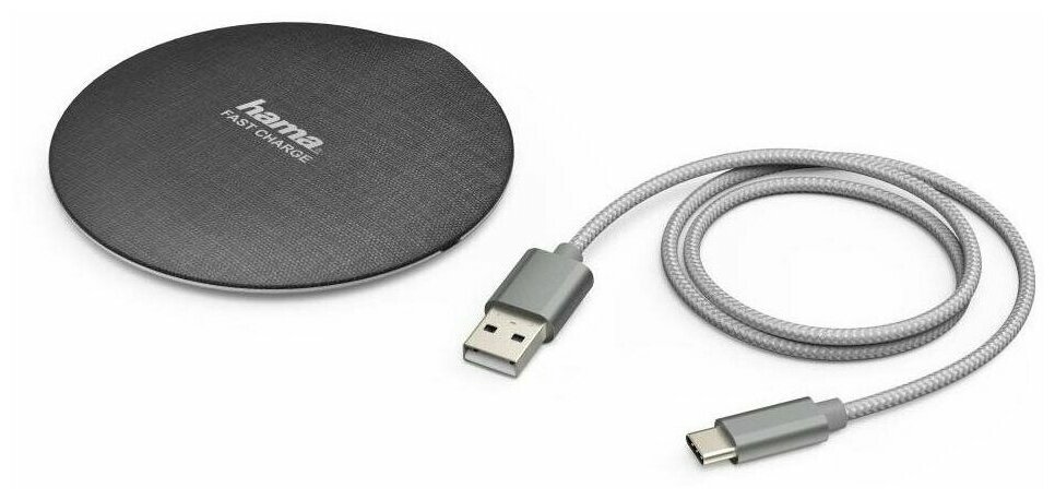 Беспроводное зар./устр. Hama FC10 Metal 2A универсальное кабель USB Type C черный (00183381)