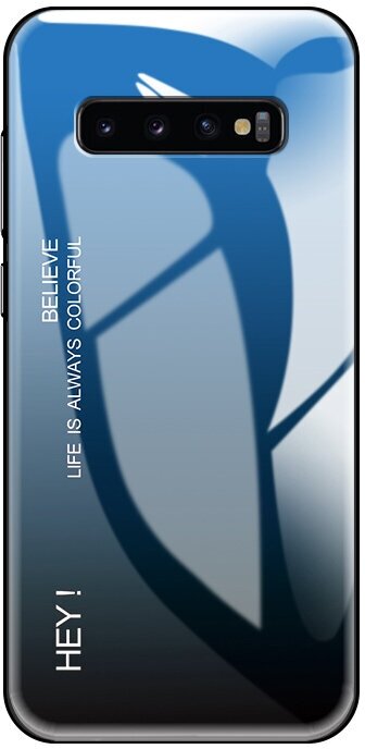 Чехол-бампер MyPads для Samsung Galaxy S10 SM-G973F стеклянный из закаленного стекла с эффектом градиент зеркальный блестящий переливающийся синий