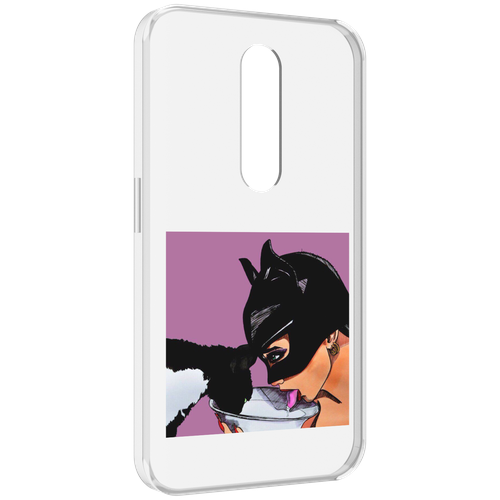 Чехол MyPads девушка с котом пьют молоко женский для Motorola Moto X Force (XT1585 / XT1581) задняя-панель-накладка-бампер