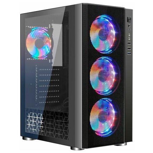 Корпус Ginzzu CL300 FAN 12CM RGB*4 USB3.0 Window (101412) корпус ginzzu a250 window