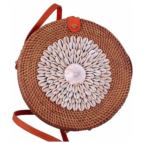 фото Сумка женская плетенная с ракушками. ротанг. размер: 20х7х20 см. нет бренда