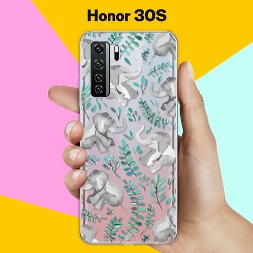 Силиконовый чехол Узор из слонов на Honor 30s силиконовый чехол узор из ленивцев на honor 30s