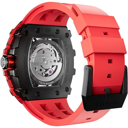 Наручные часы TSAR BOMBA, красный наручные часы tsar bomba мужские наручные часы tsar bomba automatic carbon fiber tb8207cf 01 черный