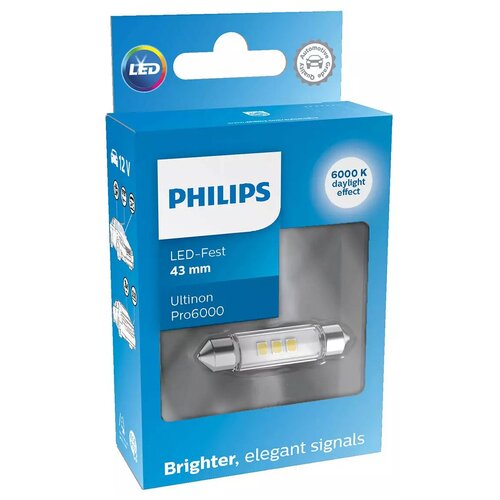 Лампа Сигнальная Festoon 43mm Led 11866 Cu60 12v X1 1шт Philips арт. 11866CU60X1