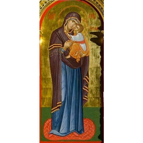Освященная икона на дереве ручной работы - Пресвятая Богородица, 15x20 см, арт Ик19942