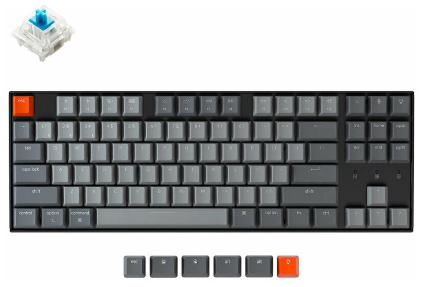 Keychron K8-G2 (80% TKL (87 кл.), Gateron G pro Mechanical Blue Switch, White Led, Hot-Swap, -) беспроводная