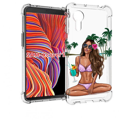 Чехол MyPads Гавайская-девушка женский для Samsung Galaxy Xcover 5 задняя-панель-накладка-бампер