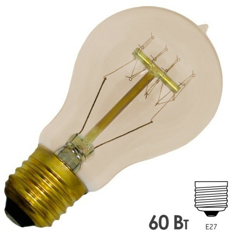 Лампа Накаливания Груша 60W 220V E27 D-60mm L-108mm Диммируемая Vintage Ретролампа Свет Теплый белый Foton Lighting, уп. 1шт