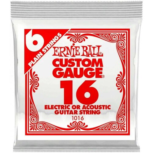 ERNIE BALL 1016 (.016) одна струна для акустической гитары или электрогитары ernie ball 1015 plain steel 015 струна одиночная для акустической и электрогитары