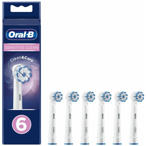 Насадка Oral-B Sensitive Clean для электрической щетки, 6 шт. насадка щетка oral b набор из 2 шт oral b sensitive clean ultrathin eb60 для деликатной чистки