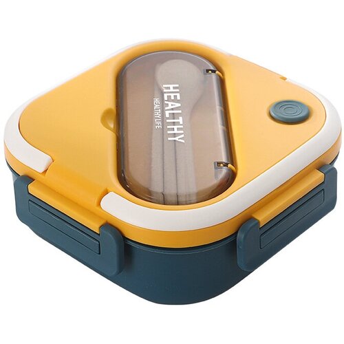 Контейнер для еды с приборами и отделениями/ Ланч-бокс с разделителем для еды/ Детский ланчбокс/Ланч-бокс со стаканом