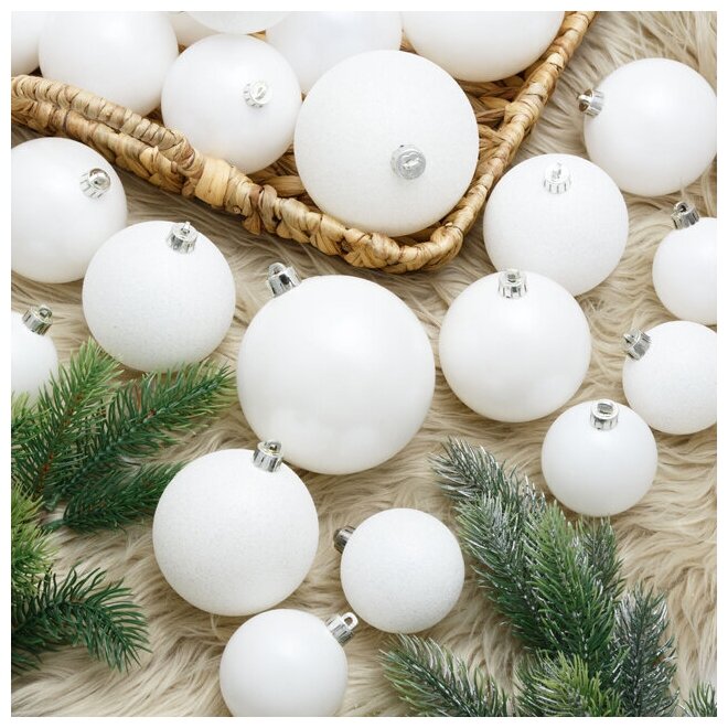 Winter Deco Набор пластиковых шаров Cosmo Белый, 6-10 см, 26 шт 9020597