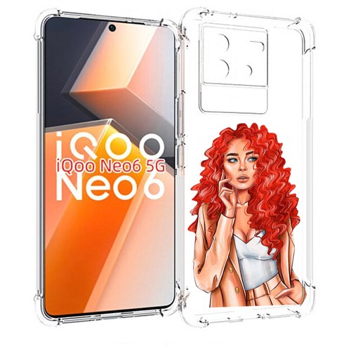 Чехол MyPads девушка-с-яркими-волосами женский для Vivo iQoo Neo 6 5G задняя-панель-накладка-бампер