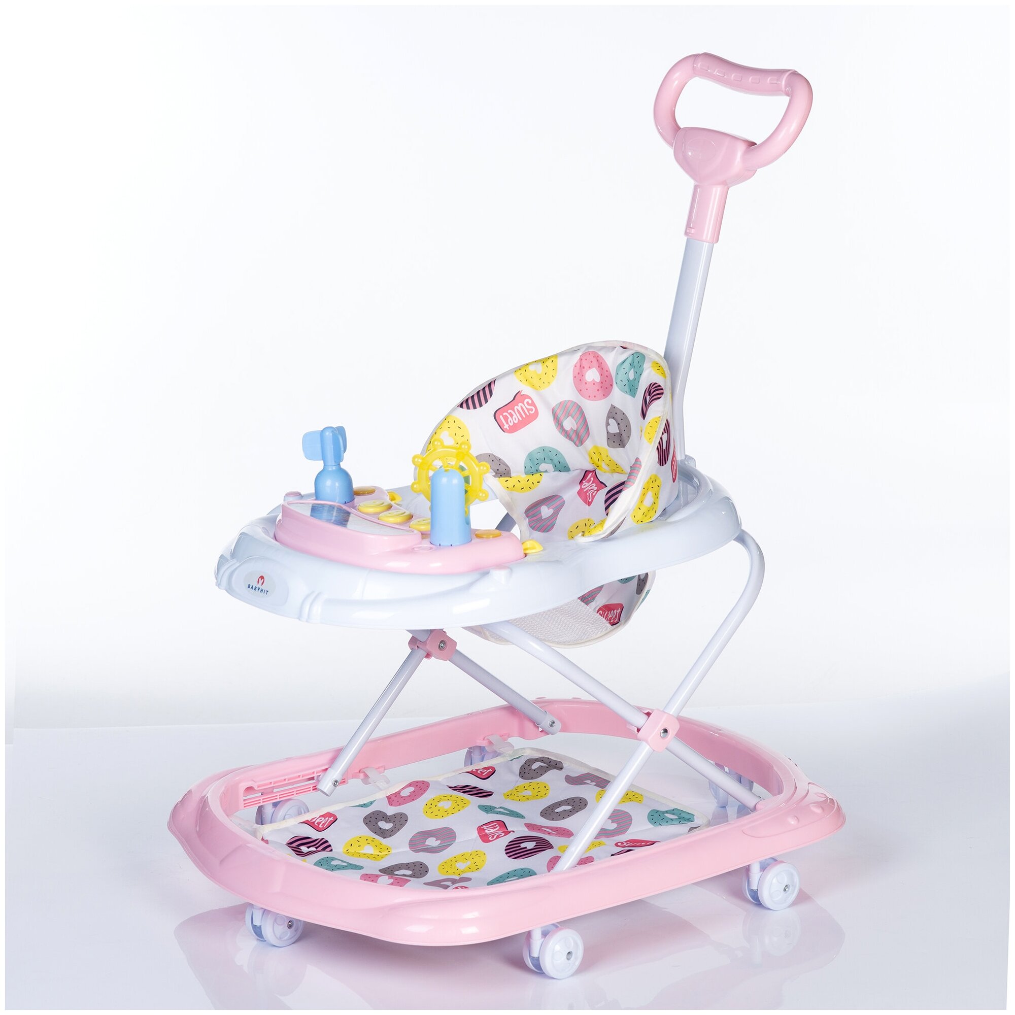 Ходунки с родительской ручкой управления Babyhit Jolly Walk XT, розовый