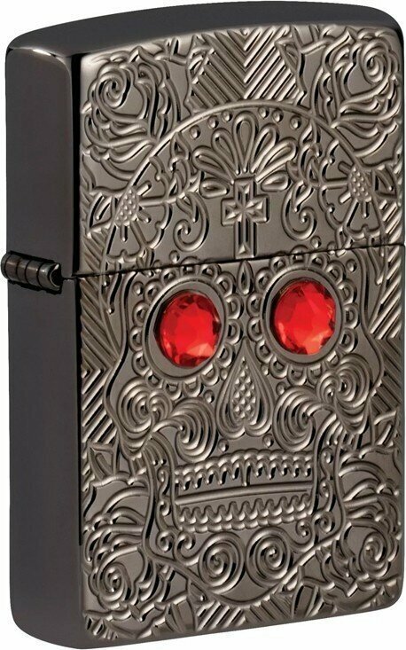 Зажигалка ZIPPO Armor™ Crystal с покрытием High Polish Black Ice®, латунь/сталь, чёрная, 38x13x57 мм