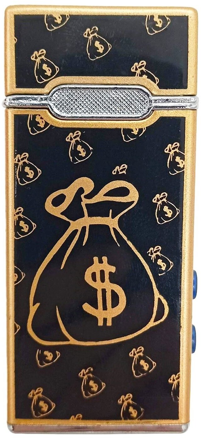 Зажигалка Мешок долларов газовая с фонариком и ультрафиолетом - фотография № 3