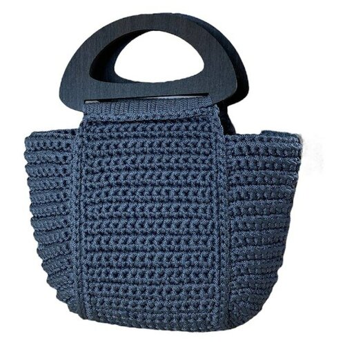 фото Сумка тоут женская, шоппер, сумка-корзина, сумка серого цвета вязаная lbi