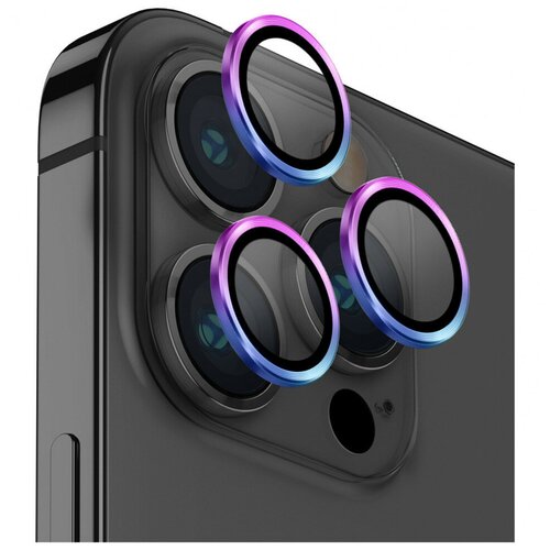 Защитное стекло Uniq Optix Camera Lens protector Aluminium (3 шт.) 0.25 мм для камеры iPhone 14 Pro/14 Pro Max, цвет Радужный (Iridescent) (IP6.1P-6.7PM-LENSIRD)