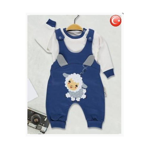 фото Комплект одежды детский, джемпер и комбинезон, повседневный стиль, размер 68, синий turkey