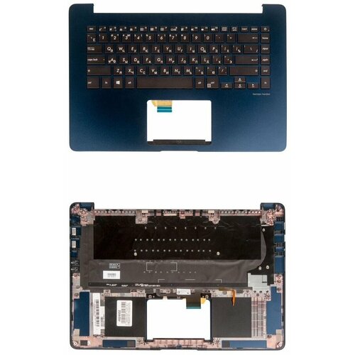 Keyboard / Клавиатура для ноутбука Asus UX530UX-1A с топкейсом, темно-синяя, с подсветкой keyboard клавиатура для ноутбука asus ux530ux 1a с топкейсом темно синяя с подсветкой