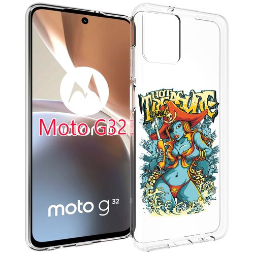 Чехол MyPads нарисованная синяя девушка комикс для Motorola Moto G32 задняя-панель-накладка-бампер