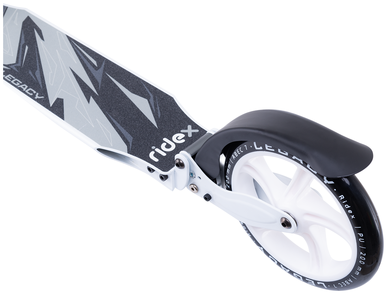 Самокат Ridex 2-колесный Legacy 250/200 мм, ручной тормоз, белый