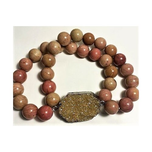 Браслет из родонита с кабошоном из агата Наталья Огольцова