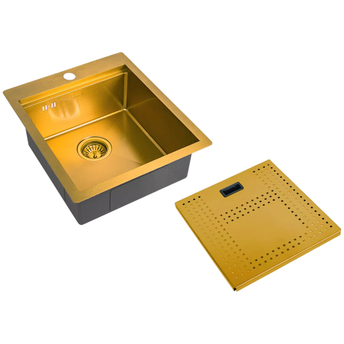Интегрированная кухонная мойка 45х52см, ZorG Sanitary MASTER ZM N-4552, матовое bronze