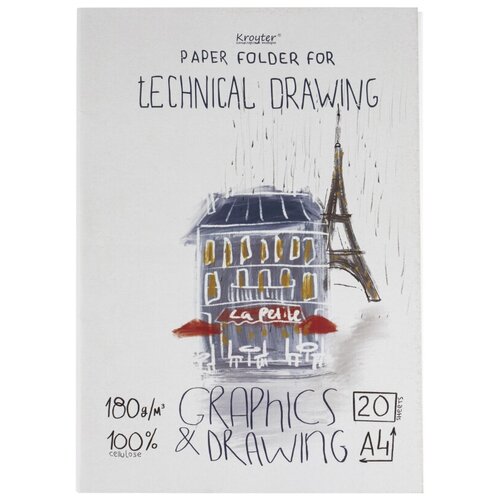 Папка для черчения Kroyter А4,20л,180гр/м2, обл. с тиснен. Сити 00172 папка для черчения kroyter а4 20л 180гр м2 обл с тиснен сити 00172
