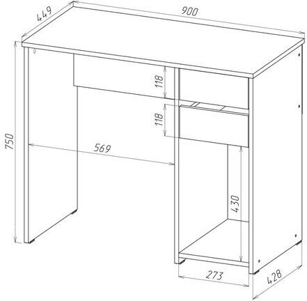 Стол компьютерный СК-03, 900х450х750, дуб сонома - фотография № 5