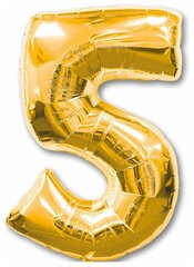 Воздушный шар фольгированный Anagram Цифра 5, золотой, 86 см