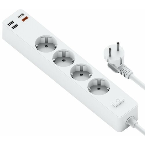 Сетевой удлинитель WiWU Power Strip Socket with 4 x AC + 3 x USB + 20W Type-C PD White сетевой фильтр wiwu power strip eu 4 ac 3 usb 1 usb c pd20w 160см белый