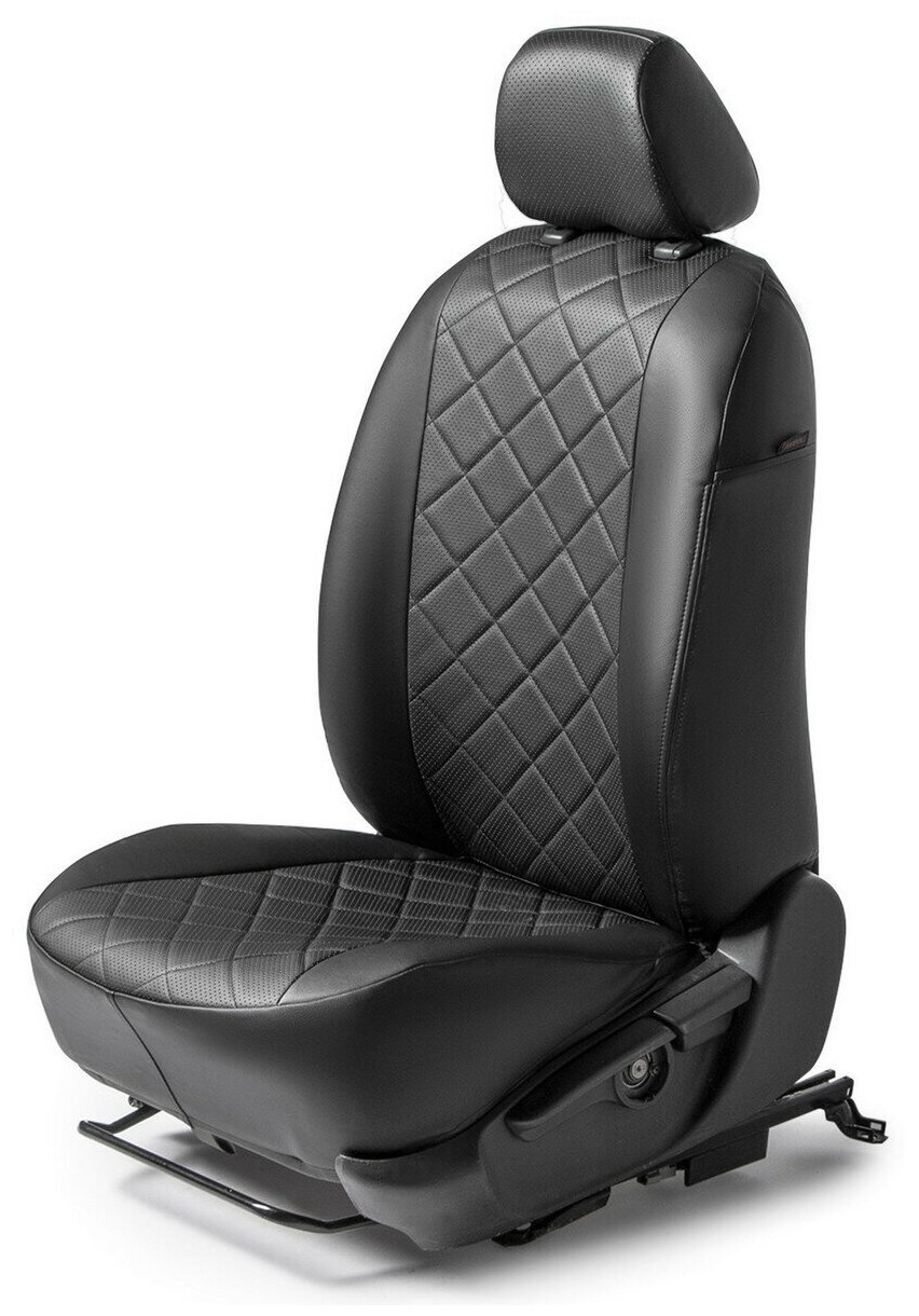 Авточехлы Rival Ромб (зад. спинка 40/60) для сидений Skoda Octavia A8 лифтбек (с задним подлокотником) 2020-н. в, эко-кожа, черные, SC.5110.2