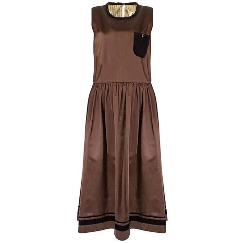 Платье UMA WANG, атлас, повседневное, трапециевидный силуэт, подкладка, размер m, коричневый