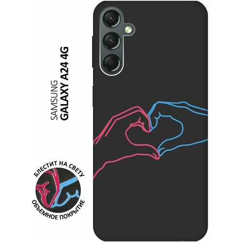 Матовый Soft Touch силиконовый чехол на Samsung Galaxy A24, Самсунг А24 с 3D принтом Fall in Love черный матовый soft touch силиконовый чехол на samsung galaxy a31 самсунг а31 с 3d принтом fall in love черный