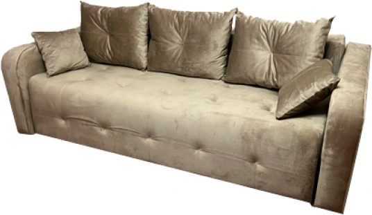 Диван Вегас Люкс c 5 подушками и независимым пружинным блоком (антивандальная ткань, бежевый с золотом)