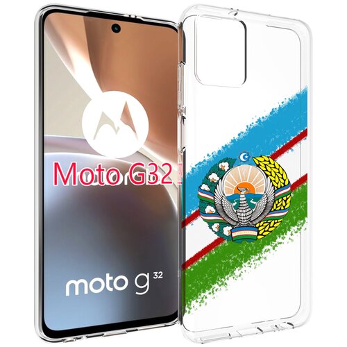 Чехол MyPads Герб флаг Узбекистана для Motorola Moto G32 задняя-панель-накладка-бампер