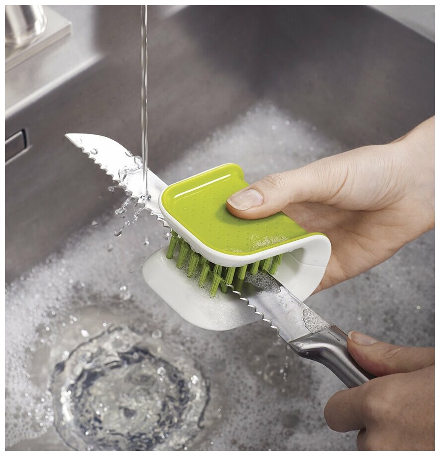 Щетка для мытья и чистки столовых приборов и ножей, зеленая - фотография № 3