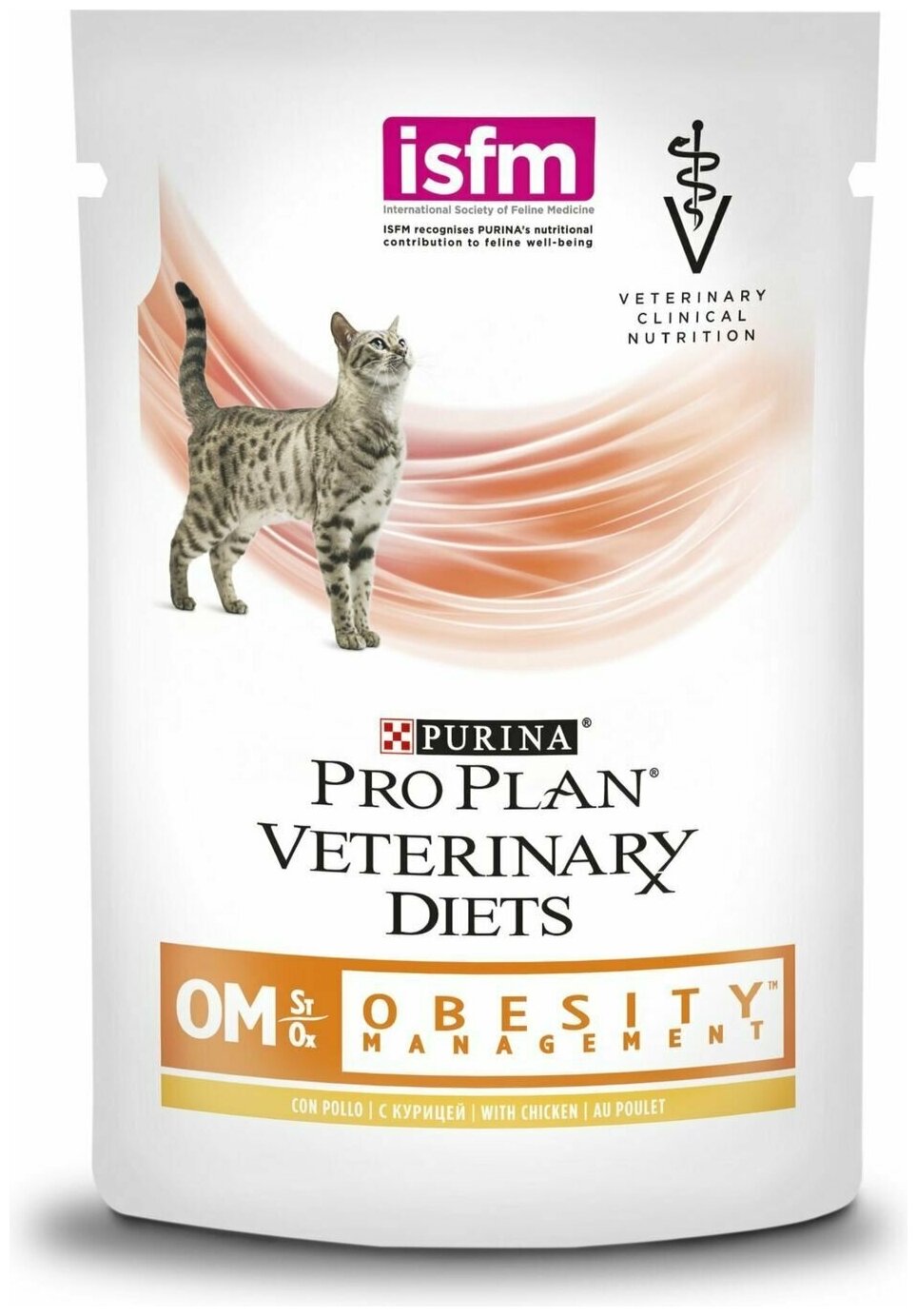 Влажный корм для кошек Pro Plan Veterinary Diets OM для снижения избыточной массы тела, кусочки в соусе с курицей, 10 х 85 г - фотография № 7