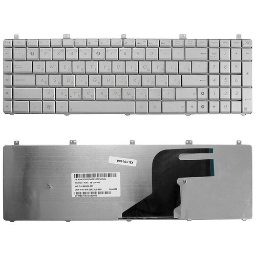 Клавиатура для ноутбука Asus N55 N55S N75 N75S X5QS Series Плоский Enter Серебристая без рамки PN AENJ5700030 1834₽