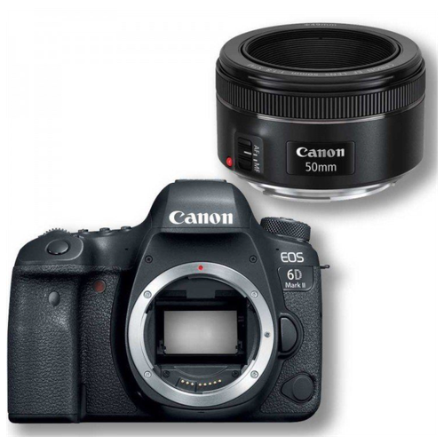 Фотоаппарат Canon EOS 6D Mark II Kit EF 50mm f/1.8 STM, черный фотоаппарат системный canon eos m50 mark ii kit ef m 18 150mm is stm черный