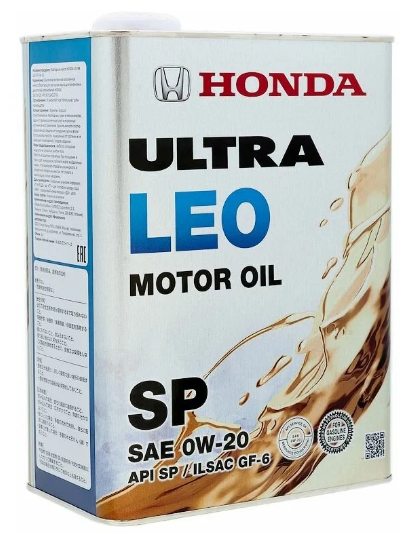 Моторное масло HONDA ULTRA LEO API SP ILSAC GF 6 0w-20, 4л
