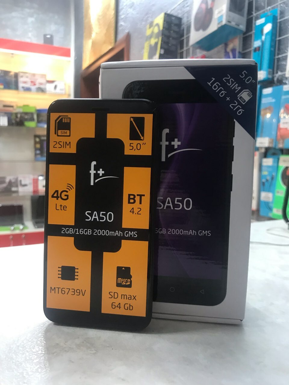 Смартфон F+ SA50 2/16 ГБ RU, micro SIM+nano SIM, черный