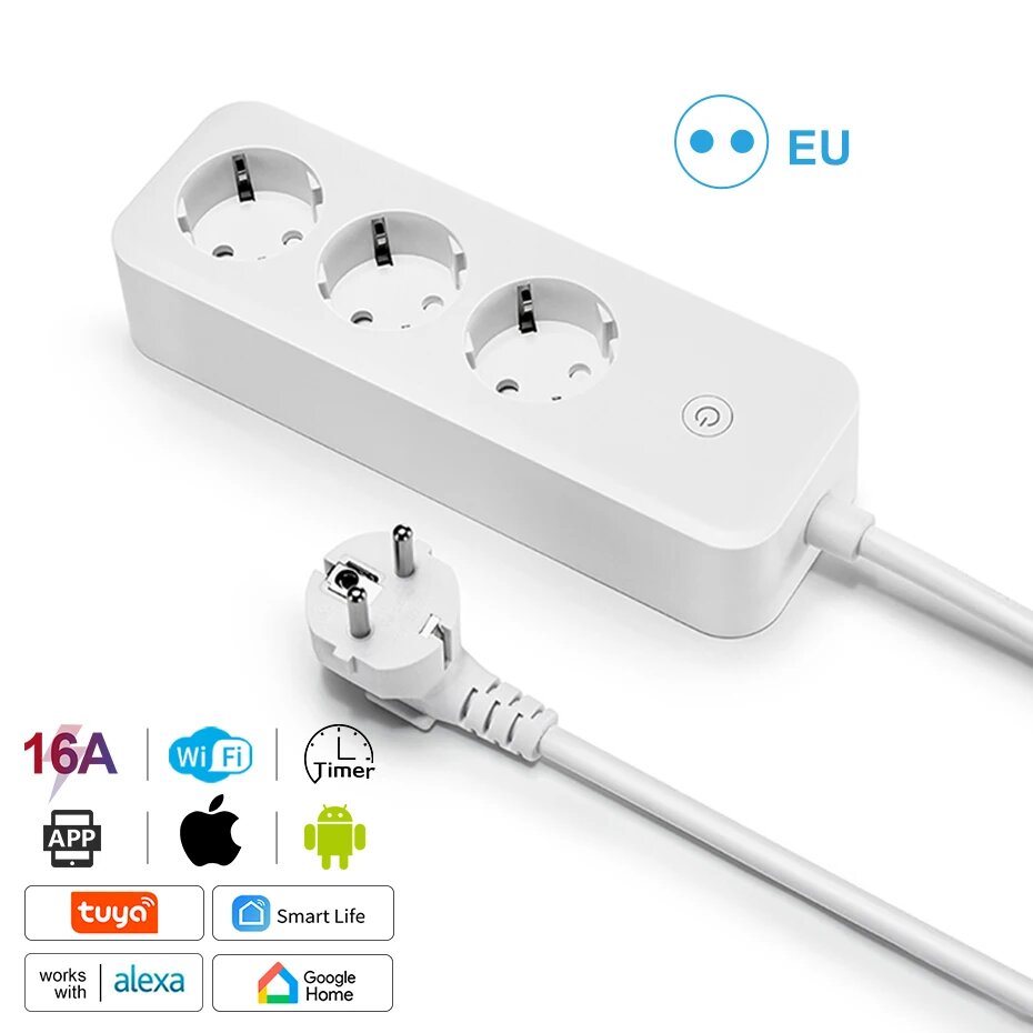 Умный удлинитель CBE Smartlife с 4 розетками и 4 портами USB