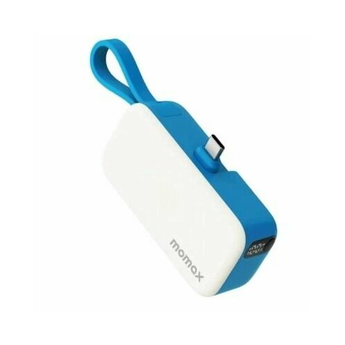Портативное зарядное устройство Momax 1-Power Mini 3 в 1 Battery Pack with USB-C Plug 5000mAh 20W - Blue синий, белый, черный, синий