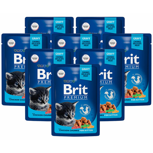 BRIT PREMIUM CAT CHICKEN CHUNKS FOR KITTEN для котят с курицей пауч 85 гр 85 гр х 8 шт