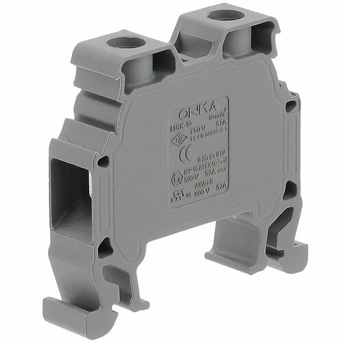 Клемма MRK 10 винтовая 1010042/ 1042 серая 10мм2 57А 750В ширина 9,5мм ONKA (6 шт. в комплекте)