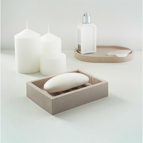 Мыльница из искусственного камня бежевый мрамор 810₽