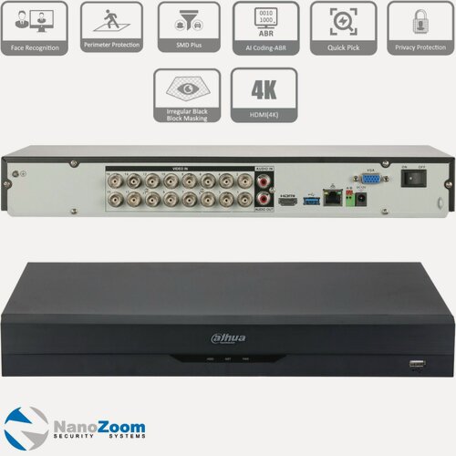 Изображение товара Dahua DH-XVR5216AN-4KL-I3 - 16 канальный видеорегистратор для видеонаблюдения HDCVI, XVR-регистратор гибридный